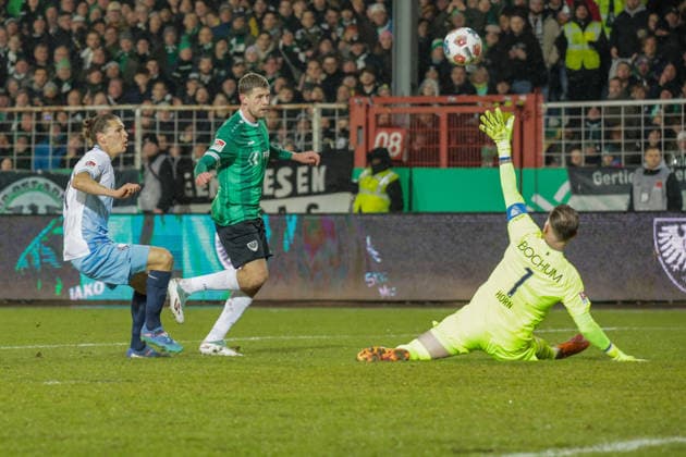06.02.2026, xgrfx, Fussball 2.Bundesliga, Preußen Münster - VfL Bochum v.l. Tor, Imad Rondic (Preußen Münster) (DFL DFB REGULATIONS PROHIBIT ANY USE OF PHOTOGRAPHS as IMAGE SEQUENCES and or QUASI-VIDEO) Münster