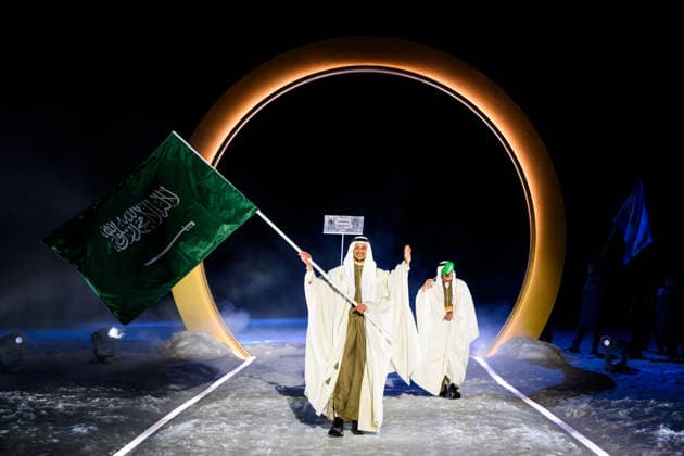 260206 Athletes of Saudi Arabia and flag bearer Rakan Alireza during the Opening Ceremony of the 2026 Winter Olympics on February 6, 2026 in Predazzo. Photo: Maxim Thore BILDBYRAN kod MT MT0960 bbeng Olympic Games, Olympische Spiele, Olympia, OS olympics winter olympics os ol olympiska spel vinter-os olympiske leker milano cortina 2026 milan cortina 2026 milano cortina 2026 olympic games milano cortina 2026 winter olympic games milano cortina-os milano cortina-ol vinter-ol opening ceremony invigning invigningsceremoni *** 260206 Athletes of Saudi Arabia and flag bearer Rakan Alireza during the Opening Ceremony of the 2026 Winter Olympics on February 6, 2026 in Predazzo Photo Maxim Thore BILDBYRAN kod MT MT0960 bbeng olympic games olympics winter olympics os ol olympiska spel vinter os olympiske leker milano cortina 2026 milan cortina 2026 milano cortina 2026 olympic games milano cortina 2026 winter olympic games milano cortina os milano cortina ol vinter ol opening ceremony invigning invigningsceremoni  Copyright: MAXIMxTHORE BB260206MT104