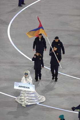 Winter Olympics - Opening Ceremony - Milan Team Armenia at the Opening ceremony of the Milano Cortina 2026 Winter Olympic Games, Olympische Spiele, Olympia, OS at San Siro stadium (Milano Olympic Stadium), in Milan on February 6, 2026. Photo by Alexis Jumeau ABACAPRESS.COM Milan Italy  Copyright: xJumeauxAlexis ABACAx