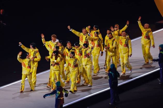 Team of Belgium Opening Ceremony, Opening Ceremony - Milano Cortina 2026 Winter Olympics: Day 0, Opening Ceremony - Milano Cortina 2026 Winter Olympics: Day 0, San Siro Stadium, February 6, 2026, Milan, Italy.