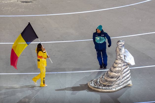 2026-02-06 - Milano Cortina 2026 Winter Olympics MILAN, ITALY - FEBRUARY 6: Speedskater Hanne Desmet of Belgium during the opening ceremony of the Milano Cortina 2026 Winter Olympics at the San Siro Stadium on February 6, 2026 in Milan, Italy Milan San Siro Stadium Italy Content not available for redistribution in The Netherlands directly or indirectly through any third parties. Copyright: xAndrexWeeningx