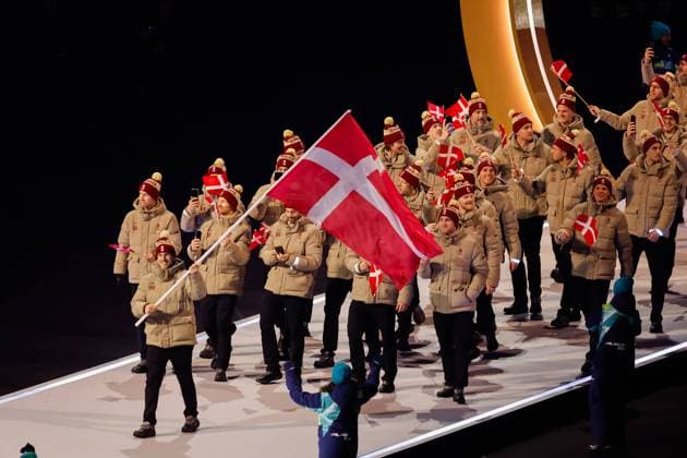 Team of Denmark Opening Ceremony, Opening Ceremony - Milano Cortina 2026 Winter Olympics: Day 0, Opening Ceremony - Milano Cortina 2026 Winter Olympics: Day 0, San Siro Stadium, February 6, 2026, Milan, Italy.