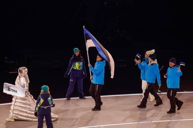 Team of Estonia Opening Ceremony, Opening Ceremony - Milano Cortina 2026 Winter Olympics: Day 0, Opening Ceremony - Milano Cortina 2026 Winter Olympics: Day 0, San Siro Stadium, February 6, 2026, Milan, Italy.