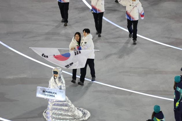 Winter Olympics - Opening Ceremony - Milan Team South of Korea at the Opening ceremony of the Milano Cortina 2026 Winter Olympic Games, Olympische Spiele, Olympia, OS at San Siro stadium (Milano Olympic Stadium), in Milan on February 6, 2026. Photo by Alexis Jumeau ABACAPRESS.COM Milan Italy  Copyright: xJumeauxAlexis ABACAx