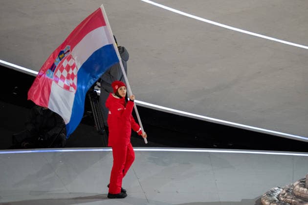 2026-02-06 - Milano Cortina 2026 Winter Olympics MILAN, ITALY - FEBRUARY 6: Valentina AÅ¡ÄiÄ‡ of Croatia during the opening ceremony of the Milano Cortina 2026 Winter Olympics at the San Siro Stadium on February 6, 2026 in Milan, Italy Milan San Siro Stadium Italy Content not available for redistribution in The Netherlands directly or indirectly through any third parties. Copyright: xAndrexWeeningx