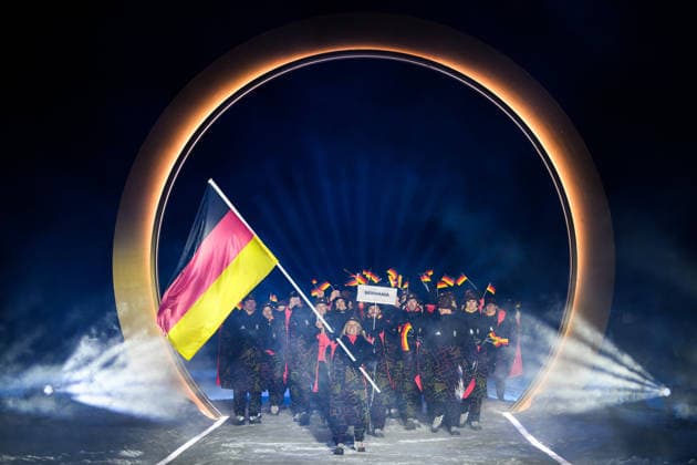 260206 Athletes and flag bearer Katharina Schmid of Germany during the Opening Ceremony of the 2026 Winter Olympics on February 6, 2026 in Predazzo. Photo: Maxim Thore BILDBYRAN kod MT MT0960 bbeng Olympic Games, Olympische Spiele, Olympia, OS olympics winter olympics os ol olympiska spel vinter-os olympiske leker milano cortina 2026 milan cortina 2026 milano cortina 2026 olympic games milano cortina 2026 winter olympic games milano cortina-os milano cortina-ol vinter-ol opening ceremony invigning invigningsceremoni *** 260206 Athletes and flag bearer Katharina Schmid of Germany during the Opening Ceremony of the 2026 Winter Olympics on February 6, 2026 in Predazzo Photo Maxim Thore BILDBYRAN kod MT MT0960 bbeng olympic games olympics winter olympics os ol olympiska spel vinter os olympiske leker milano cortina 2026 milan cortina 2026 milano cortina 2026 olympic games milano cortina 2026 winter olympic games milano cortina os milano cortina ol vinter ol opening ceremony invigning invigningsceremoni  Copyright: MAXIMxTHORE BB260206MT118