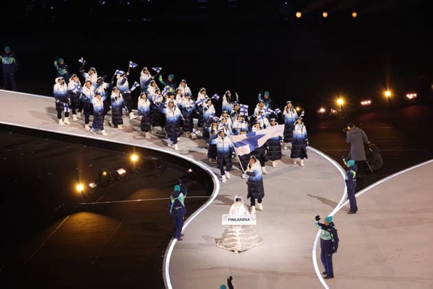 February 6, 2026, Milan, Lombardy, Italy: Athletes from Finland are introduced during the Opening Ceremony for the Milano Cortina 2026 Olympic Winter games, Winterspiele,Spiele, Summer games at Milano San Siro Olympic Stadium. Milan Italy - ZUMAm117 20260206_oly_m117_101 Copyright: xDavidxMcIntyrex