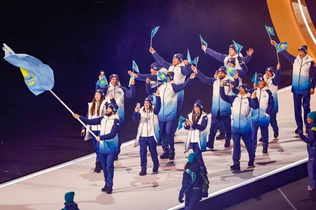 Team of Kazakhstan Opening Ceremony, Opening Ceremony - Milano Cortina 2026 Winter Olympics: Day 0, Opening Ceremony - Milano Cortina 2026 Winter Olympics: Day 0, San Siro Stadium, February 6, 2026, Milan, Italy.