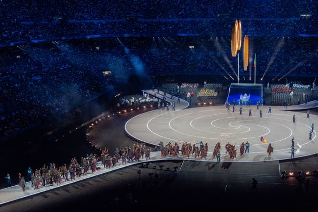 2026-02-06 - Milano Cortina 2026 Winter Olympics MILAN, ITALY - FEBRUARY 6: The German Olympic team during the opening ceremony of the Milano Cortina 2026 Winter Olympics at the San Siro Stadium on February 6, 2026 in Milan, Italy Milan San Siro Stadium Italy Content not available for redistribution in The Netherlands directly or indirectly through any third parties. Copyright: xAndrexWeeningx
