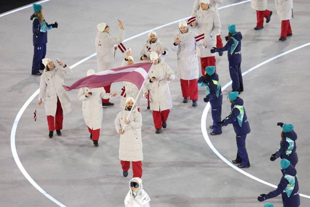 Winter Olympics - Opening Ceremony - Milan Team Latvia at the Opening ceremony of the Milano Cortina 2026 Winter Olympic Games, Olympische Spiele, Olympia, OS at San Siro stadium (Milano Olympic Stadium), in Milan on February 6, 2026. Photo by Alexis Jumeau ABACAPRESS.COM Milan Italy  Copyright: xJumeauxAlexis ABACAx