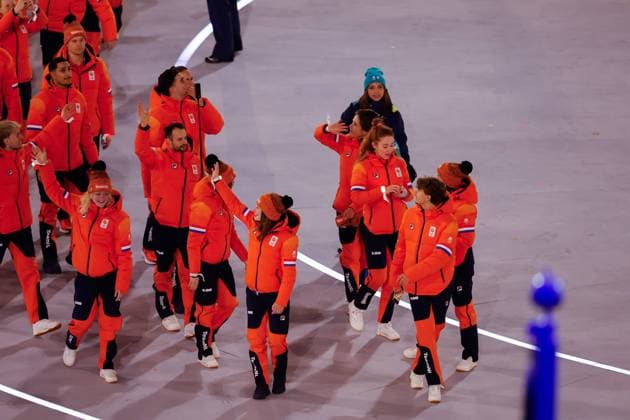 Team of the Netherlands Opening Ceremony, Opening Ceremony - Milano Cortina 2026 Winter Olympics: Day 0, Opening Ceremony - Milano Cortina 2026 Winter Olympics: Day 0, San Siro Stadium, February 6, 2026, Milan, Italy.