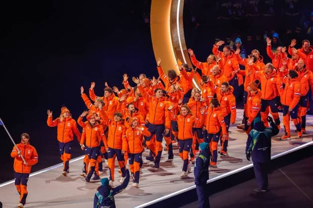 Team of the Netherlands Opening Ceremony, Opening Ceremony - Milano Cortina 2026 Winter Olympics: Day 0, Opening Ceremony - Milano Cortina 2026 Winter Olympics: Day 0, San Siro Stadium, February 6, 2026, Milan, Italy.