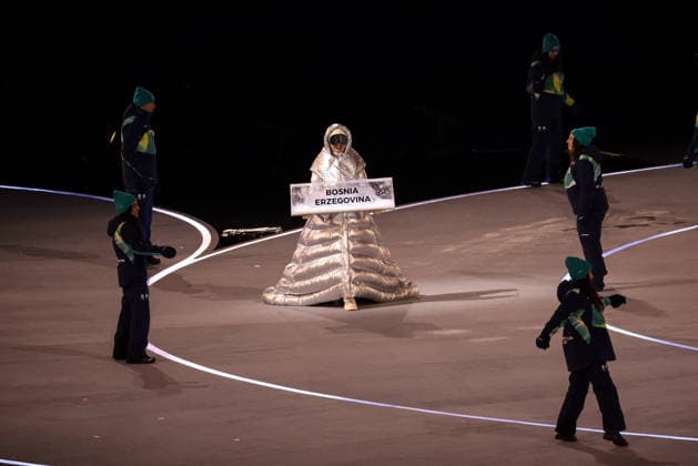 GIOCHI OLIMPICI - Olimpiadi Invernali Milano-Cortina 2026 - Opening Ceremony Parade of athletes of Bosnia and Herzegovina during the Opening Ceremony of the Olympic Winter games, Winterspiele,Spiele, Summer games Milano-Cortina 2026 on February 06, 2026 at the Milano San Siro Olympic Stadium in Milan, Italy Cortina D Ampezzo Italy  Copyright: xIPAxSport ABACAx