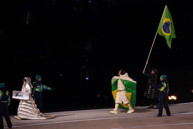 GIOCHI OLIMPICI - Olimpiadi Invernali Milano-Cortina 2026 - Opening Ceremony Parade of athletes of Brasil during the Opening Ceremony of the Olympic Winter games, Winterspiele,Spiele, Summer games Milano-Cortina 2026 on February 06, 2026 at the Milano San Siro Olympic Stadium in Milan, Italy Cortina D Ampezzo Italy  Copyright: xIPAxSport ABACAx