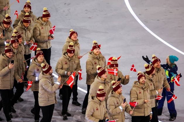 ITALY, MILAN - FEBRUARY 6, 2026: Members of the Olympic team of Denmark emerge during a ceremony to open the 2026 Winter Olympic Games, Olympische Spiele, Olympia, OS at San Siro Stadium. Peter Kovalev TASS  88300853