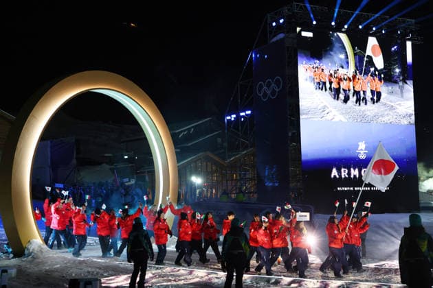 Japan Delegation (JPN), FEBRUARY 6, 2026 : Milano Cortina 2026 Olympic Winter games, Winterspiele,Spiele, Summer games Opening Ceremony at Livigno Snow Park in Livigno, Italy.  aflo_318732933