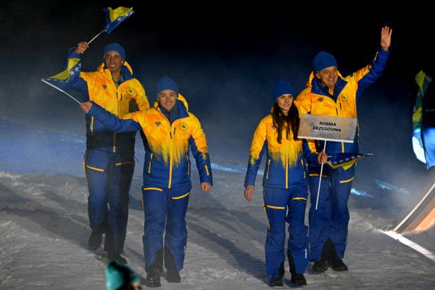 Predazzo, Italy, February 06th 2026. Opening Ceremony of the Olympic Winter games, Winterspiele,Spiele, Summer games 2026 in Predazzo, Italy. (Photo by Igor Kupljenik Sports Press Photo)  Copyright: xIgorxKupljenikx xSPPx Sportspressphoto_SPR89055