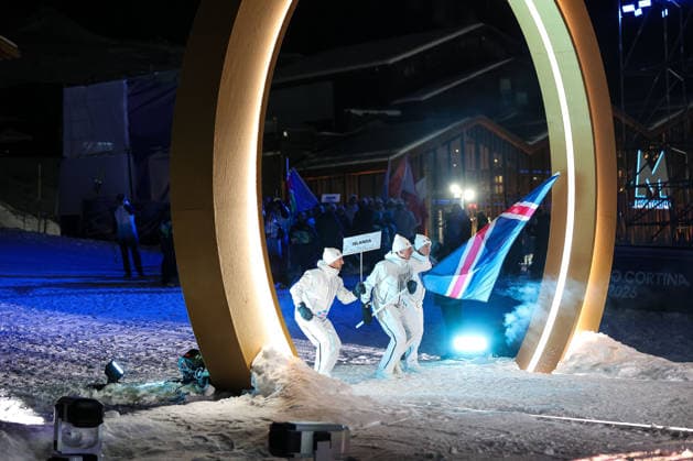 Parade of athletes of Iceland during the Opening Ceremony of the Olympic Winter games, Winterspiele,Spiele, Summer games Milano-Cortina 2026 on February 06, 2026 in Livigno, Italy  Copyright: xSergioxBisi IPAxSportx xipa-agency.netx xx IPA_71051644 IPA_Agency_IPA71051644