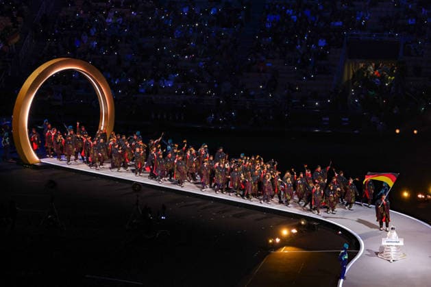 GIOCHI OLIMPICI - Olimpiadi Invernali Milano-Cortina 2026 - Opening Ceremony The German delegation during the Opening Ceremony of the Olympic Winter games, Winterspiele,Spiele, Summer games Milano-Cortina 2026 on February 06, 2026 at the Milano San Siro Olympic Stadium in Milan, Italy Cortina D Ampezzo Italy  Copyright: xIPAxSport ABACAx