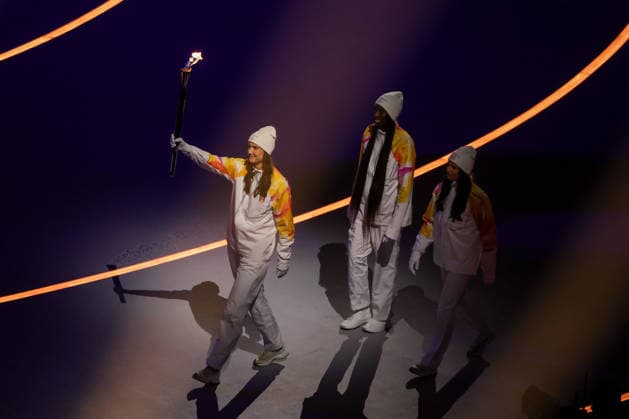 Iconic Italian athletes carry the Olympic flame during the Opening Ceremony of the Olympic Winter games, Winterspiele,Spiele, Summer games Milano-Cortina 2026 on February 06, 2026 at the Milano San Siro Olympic Stadium in Milan, Italy  Copyright: xFabrizioxCarabelli IPAxSportx xipa-agency.netx xx IPA_71054671 IPA_Agency_IPA71054671