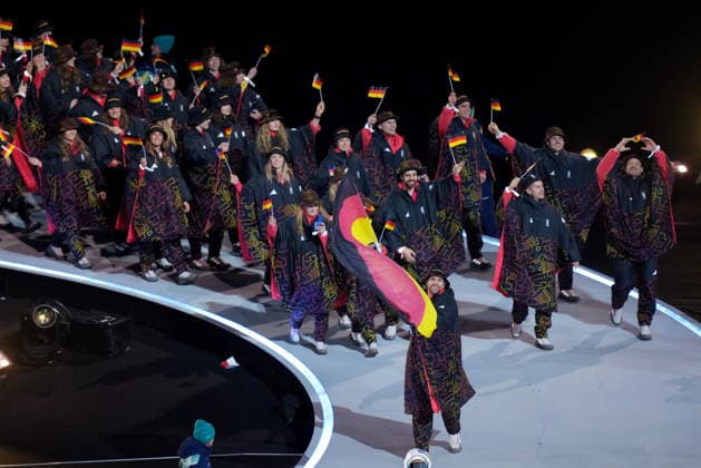 February 6, 2026, Milan, ITALY: Germany s delegation arrives during the opening ceremony at the Milan Cortina Winter Olympics, in Milan, Friday, Feb. 6, 2026. Canada News - February 6, 2026  - ZUMAc35_ 20260206_zaf_c35_163 Copyright: xDarrylxDyckx