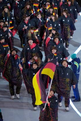 February 6, 2026, Milan, ITALY: Germany s delegation arrives during the opening ceremony at the Milan Cortina Winter Olympics, in Milan, Friday, Feb. 6, 2026. Canada News - February 6, 2026  - ZUMAc35_ 20260206_zaf_c35_173 Copyright: xDarrylxDyckx