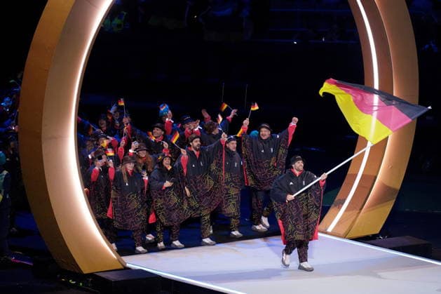 February 6, 2026, Milan, ITALY: Germany s delegation arrives during the opening ceremony at the Milan Cortina Winter Olympics, in Milan, Friday, Feb. 6, 2026. Canada News - February 6, 2026  - ZUMAc35_ 20260206_zaf_c35_188 Copyright: xDarrylxDyckx