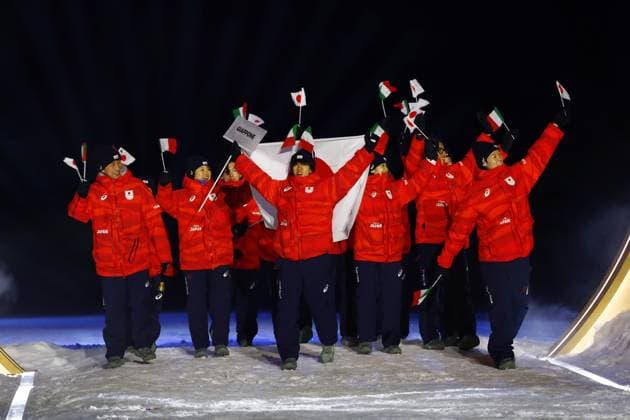 Milan Cortina Olympics: Opening ceremony Japanese athletes march during the opening ceremony of the Milan Cortina Olympics in Predazzo, Italy, on Feb. 6, 2026.  A14AA0005251858P