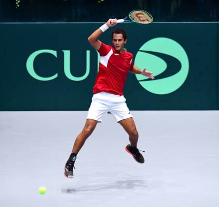 Tennis Davis Cup 2026: Deutschland - Peru am 06.02.2026 im Castello in Düsseldorf Juan Pablo Varillas ( PER ) Nordrhein-Westfalen Deutschland