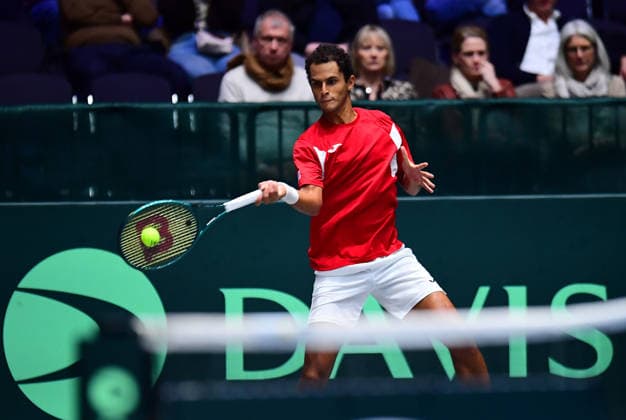 Tennis Davis Cup 2026: Deutschland - Peru am 06.02.2026 im Castello in Düsseldorf Juan Pablo Varillas ( PER ) Nordrhein-Westfalen Deutschland
