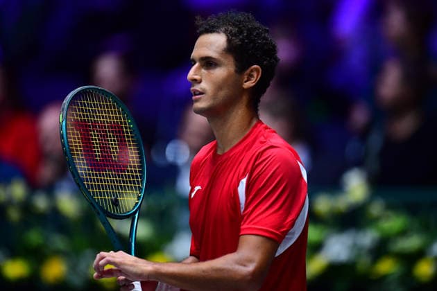 Tennis Davis Cup 2026: Deutschland - Peru am 06.02.2026 im Castello in Düsseldorf Juan Pablo Varillas ( PER ) Nordrhein-Westfalen Deutschland