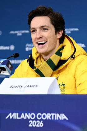 2026 WINTER Olympic Games, Olympische Spiele, Olympia, OS Australian snowboarder and five time Olympian Scotty James speaks to media during a press conference, PK, Pressekonferenz at Livigno Snow Park during the 2026 Milano Cortina Winter Olympic Games in Italy, Saturday, February 7, 2026. ( NO ARCHIVING, EDITORIAL USE ONLY LIVIGNO SONDRIO ITALY  Copyright: xDANxHIMBRECHTSx 20260207165650410250