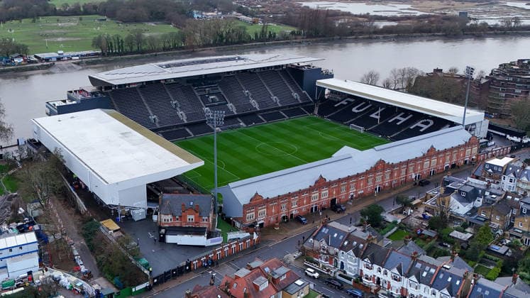 Fulham v Everton, Premier League Aerial View of Craven Cottage during the Premier League match between Fulham and Everton at Craven Cottage, London, UK on 7 February 2026. London Craven Cottage Greater London UK Editorial use only DataCo restrictions apply See www.football-dataco.com , Copyright: xChrisxFoxwellx PSI-23698-0002