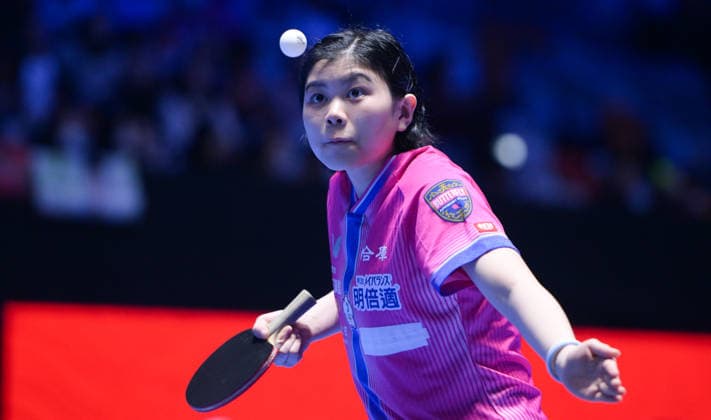 (260207) -- HAIKOU, Feb. 7, 2026 -- Yeh Yi-Tian serves during the women s singles round of 16 match between Harimoto Miwa of Japan and Yeh Yi-Tian of Chinese Taipei at the ITTF-ATTU Asian Cup Haikou 2026 Table tennis, Tischtennis tournament in Haikou, south China s Hainan Province, Feb. 7, 2026. ) (SP)CHINA-HAIKOU-TABLE TENNIS-ITTF-ATTU ASIAN CUP-WOMEN S SINGLES (CN) YangxGuanyu 