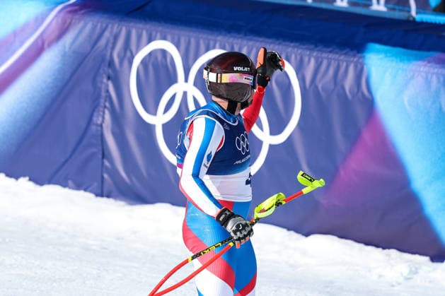 GIOCHI OLIMPICI - Olimpiadi Invernali Milano-Cortina 2026 - Alpine Skiing Men s Downhill Maxence Muzaton (FRA) out during the Olympic Winter games, Winterspiele,Spiele, Summer games Milano-Cortina 2026, Alpine Skiing Men s Downhill on February 07, 2026 at Stelvio Ski Centre in Bormio, Italy Cortina D Ampezzo Italy  Copyright: xIPAxSport ABACAx