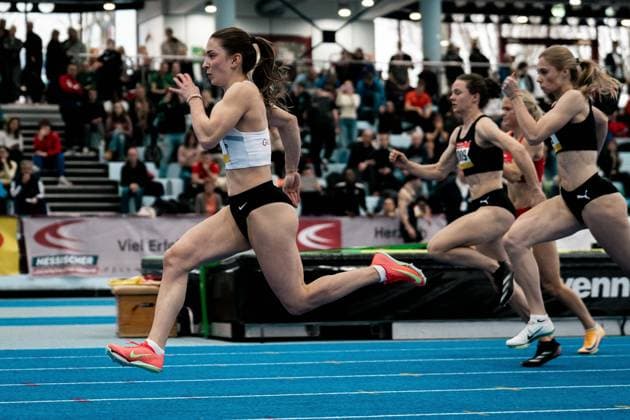 Ksenia Helios (SV GO! Saar 05, 60m Frauen, 918), GER, Leichtathletik, Athletics, Sueddeutsche Hallenmeisterschaft, 07.02.2026, GER, Leichtathletik, Athletics, Sueddeutsche Hallenmeisterschaft, 07.02.2026 Frankfurt *** Ksenia Helios SV GO Saar 05, 60m women, 918 , GER, Leichtathletik, Athletics, Sueddeutsche Hallenmeisterschaft, 07 02 2026, GER, Leichtathletik, Athletics, Sueddeutsche Hallenmeisterschaft, 07 02 2026 Frankfurt Copyright: xStefanxMayerx EP_SMR