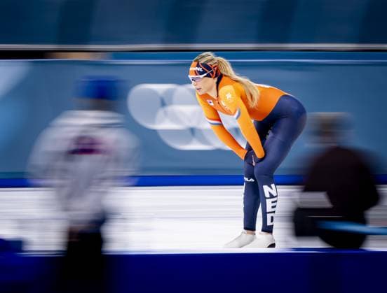 MILAN - Jutta Leerdam is training for the 1,000 meters in long track Speed skating, Eisschnelllauf at the Milan Speed Skating Stadium at the Milan Winter Olympics. SEM VAN DER WAL ANP xVIxANPxSportx xxANPxIVx 549907599 originalFilename: 549907599.jpg