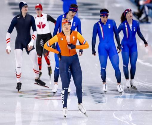 MILAN - Jutta Leerdam is training for the 1,000 meters in long track Speed skating, Eisschnelllauf at the Milan Speed Skating Stadium at the Milan Winter Olympics. SEM VAN DER WAL ANP xVIxANPxSportx xxANPxIVx 549907628 originalFilename: 549907628.jpg