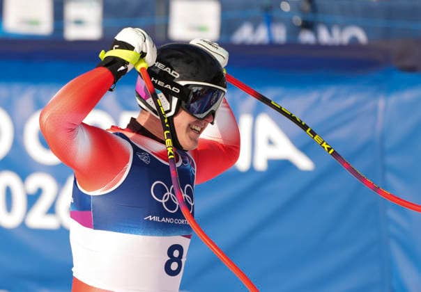 (260207) -- BORMIO, Feb. 7, 2026 -- Franjo von Allmen of Switzerland reacts during the alpine skiing men s downhill of the Milan-Cortina 2026 Olympic Winter games, Winterspiele,Spiele, Summer games in Bormio, Italy, Feb. 7, 2026. ) (MICO2026)ITALY-BORMIO-OLYMPIC WINTER GAMES-ALPINE SKIING-MEN S DOWNHILL YanxLinyun 