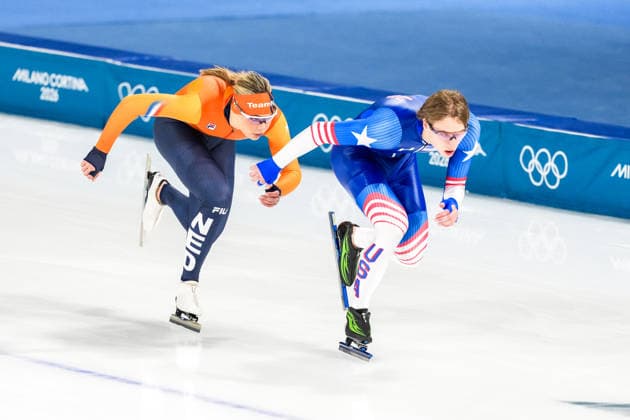 2026-02-07 - Milano Cortina 2026 Winter Olympics Training MILAN, ITALY - FEBRUARY 7: Jutta Leerdam of Netherlands, Jordan Stolz of United States of America during a training before the Milano Cortina 2026 Winter Olympics at the Milano Speed skating, Eisschnelllauf Arena on February 7, 2026 in Milan, Italy Milan Milano Speed Skating Arena Italy Content not available for redistribution in The Netherlands directly or indirectly through any third parties. Copyright: xAndrexWeeningx