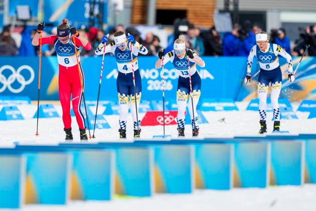 Winter Olympics in Milan Cortina 2026 Val di Fiemme, Italy 20260207. Astrid oyre Slind from Norway, Ebba Andersson from Sweden, Jonna Sundling from Sweden and Frida Karlsson from Sweden during the women s cross-country 20 km Skiathlon at Lago di Tesero during the Winter Olympics in Milano Cortina 2026. Photo: Lise Aserud NTB Val di Fiemme Italy EDITORIAL USE ONLY. RESTRICTED USE FOR BETTING COMPANIES Ref:_SPOOhBXDb20iRQ.jpg *** Winter Olympics in Milan Cortina 2026 Val di Fiemme, Italy 20260207 Astrid oyre Slind from Norway, Ebba Andersson from Sweden, Jonna Sundling from Sweden and Frida Karlsson from Sweden during the women s cross country 20 km Skiathlon at Lago di Tesero during the Winter Olympics in Milano Cortina 2026 Photo Lise Aserud NTB Val di Fiemme Italy EDITORIAL USE ONLY RESTRICTED USE FOR BETTING COMPANIES  Copyright: xLisexAserudx xNTBx