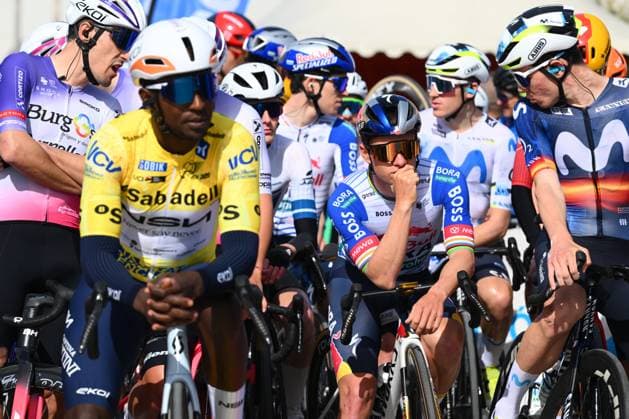 Tour of Valencia 2026 Stage 4 TEULADA MORAIRA, SPAIN - FEBRUARY 07 : Girmay Biniam (ERI) of NSN Cycling Team, Evenepoel Remco (BEL) of Red Bull BORA Hansgrohe during stage 4 of the 77th edition of Volta a la Comunitat Valenciana an UCI ProSeries 2.Pro cycling road race stage for Men Elite of 172.2 km with start in La Nucia and finish in Teulada Moraira on February 7, 2026 in Teulada Moraira, Spain, 07 02 2026 Teulada Moraira Spain  Copyright: xVincentxKalutx