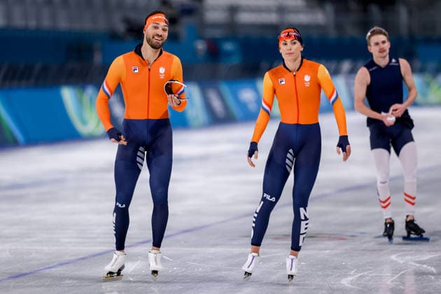 2026-02-07 Speed skating, Eisschnelllauf - Milano Cortina 2026 Winter Olympics - Day 1 MILAN, ITALY - FEBRUARY 7: Kjeld Nuis of the Netherlands, Femke Kok of the Netherlands in a training session during Day 1 of Speed Skating - Milano Cortina 2026 Winter Olympics at Milano Speed Skating Stadium on February 7, 2026 in Milan, Italy. (Photo by Joris Verwijst BSR Agency) Milan Italy Content not available for redistribution in The Netherlands directly or indirectly through any third parties. Copyright: xBSRxAgencyx