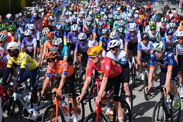 Tour of Valencia 2026 Stage 4 TEULADA MORAIRA, SPAIN - FEBRUARY 07 : Illustration picture of the peloton with Evenepoel Remco (BEL) of Red Bull BORA Hansgrohe during stage 4 of the 77th edition of Volta a la Comunitat Valenciana an UCI ProSeries 2.Pro cycling road race stage for Men Elite of 172.2 km with start in La Nucia and finish in Teulada Moraira on February 7, 2026 in Teulada Moraira, Spain, 07 02 2026 Teulada Moraira Spain  Copyright: xVincentxKalutx