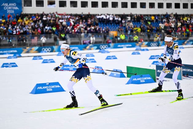 VAL DI FIEMME, ITALIEN 20260207 Sveriges Ebba Andersson och Frida Karlsson i damernas skiathlon 10+10 km under vinter-OS i Val di Femme i Italien. VAL DI FIEMME ITALIEN x10430x *** VAL DI FIEMME, ITALY 20260207 Swedens Ebba Andersson and Frida Karlsson in the womens skiathlon 10 10 km during the Winter Olympics in Val di Femme, Italy VAL DI FIEMME ITALY x10430x  Copyright: xChristinexOlsson TTx OS 2026 SKIDOR