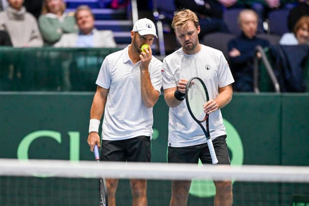v. li. im Bild Tim Pütz (GER) Kevin Krawietz (GER) 07.02.2026 Tennis Davis Cup Qualifiers 2026 Deutschland vs Peru , Castello, Duesseldorf,