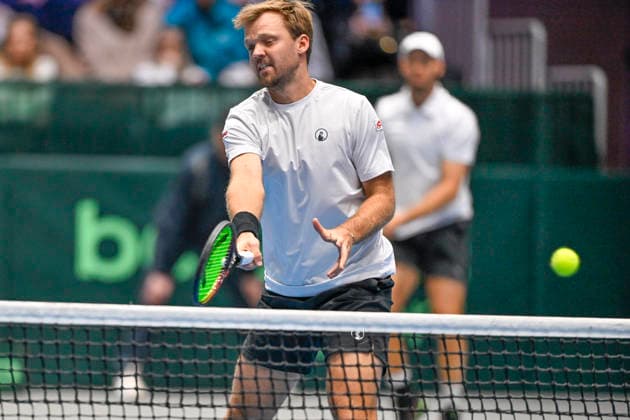 v. li. im Bild Kevin Krawietz (GER) Tim Pütz (GER) 07.02.2026 Tennis Davis Cup Qualifiers 2026 Deutschland vs Peru , Castello, Duesseldorf,