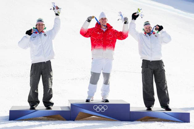 Winter Olympics in Milan Cortina 2026 Bormio, Italy 20260207. Giovanni Franzoni from Italy, Franjo von Allmen from Switzerland and Dominik Paris from Italy on the podium after the men s alpine downhill during the Winter Olympics in Milan Cortina 2026. Photo: Cornelius Poppe NTB Bormio Italy EDITORIAL USE ONLY. RESTRICTED USE FOR BETTING COMPANIES Ref:_SPOj5NkUAZgznk.jpg *** Winter Olympics in Milan Cortina 2026 Bormio, Italy 20260207 Giovanni Franzoni from Italy, Franjo von Allmen from Switzerland and Dominik Paris from Italy on the podium after the men s alpine downhill during the Winter Olympics in Milan Cortina 2026 Photo Cornelius Poppe NTB Bormio Italy EDITORIAL USE ONLY RESTRICTED USE FOR BETTING COMPANIES  Copyright: xCorneliusxPoppex xNTBx