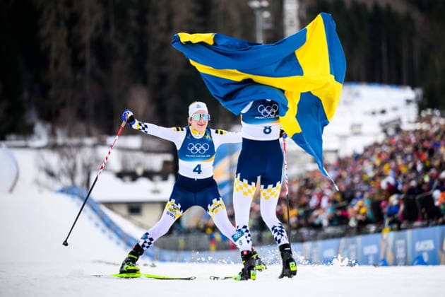 260207 Ebba Andersson of Sweden and Frida Karlsson of Sweden celebrate after the women s 20 km cross-country skiing skiathlon during day 1 of the 2026 Winter Olympics on February 7, 2026 in Val di Fiemme. Photo: Maxim Thore BILDBYRAN kod MT MT0961 skidor cross-country skiing langrenn Olympic Games, Olympische Spiele, Olympia, OS olympics winter olympics os ol olympiska spel vinter-os olympiske leker milano cortina 2026 milan cortina 2026 milano cortina 2026 olympic games milano cortina 2026 winter olympic games milano cortina-os milano cortina-ol vinter-ol 1 bbeng skiathlon dam os-guld guld jubel medalj silver *** 260207 Ebba Andersson of Sweden and Frida Karlsson of Sweden celebrate after the women s 20 km cross country skiing skiathlon during day 1 of the 2026 Winter Olympics on February 7, 2026 in Val di Fiemme Photo Maxim Thore BILDBYRAN kod MT MT0961 skidor cross country skiing langrenn olympic games olympics winter olympics os ol olympiska spel vinter os olympiske leker milano cortina 2026 milan cortina 2026 milano cortina 2026 olympic games milano cortina 2026 winter olympic games milano cortina os milano cortina ol vinter ol 1 bbeng skiathlon dam os guld guld jubel medalj silver  Copyright: MAXIMxTHORE BB260207MT064