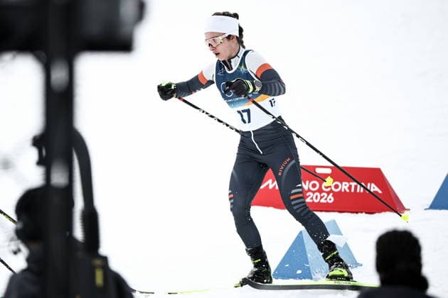 ITALY, TRENTINO-SOUTH TYROL - FEBRUARY 7, 2026: Dariya Nepryaeva of Russia competes in a women s 10km + 10km skiathlon race during the 2026 Winter Olympic Games, Olympische Spiele, Olympia, OS at the Tesero Cross-Country Skiing Stadium. Mikhail Tereshchenko TASS  88323290